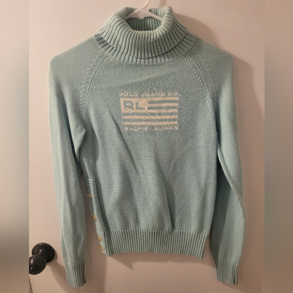 Polo Ralph Lauren baby blue vintage turtle neck size small